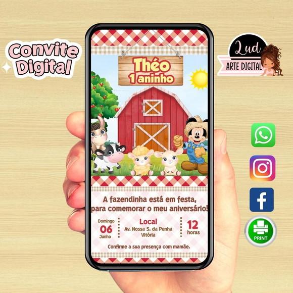 Convite Digital Fazendinha Do Mickey