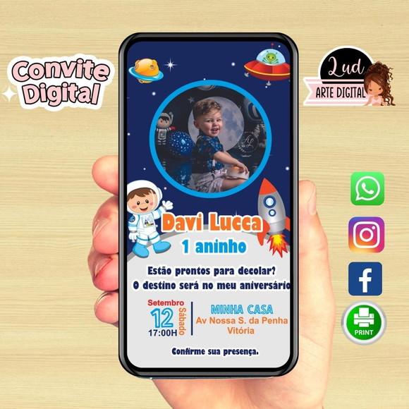 Convite Digital Com Foto Astronauta