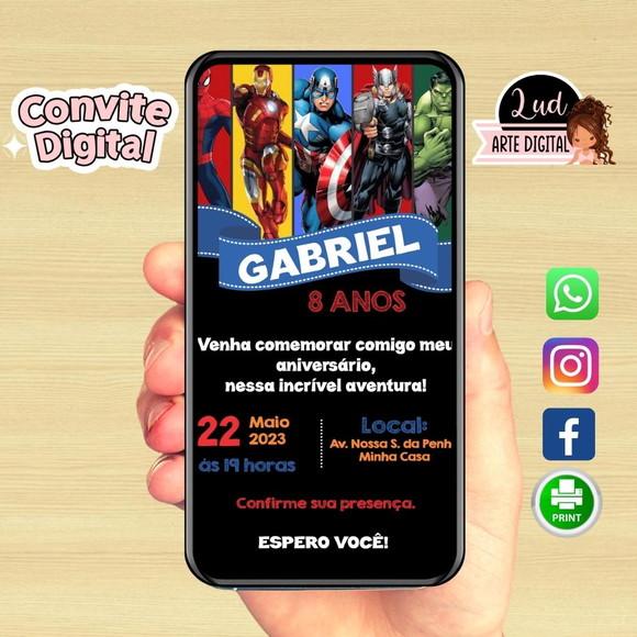 Convite Digital Os Vingadores