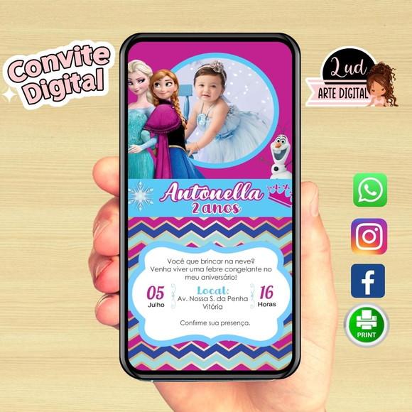 Convite Digital Com Foto Frozen
