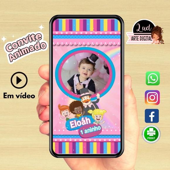 Convite Animado Vertical Mundo Bita Menina