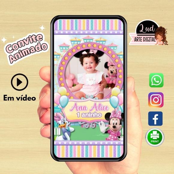 Convite Animado Vertical Parque da Minnie