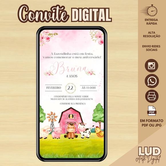 Convite Digital Fazendinha Rosa