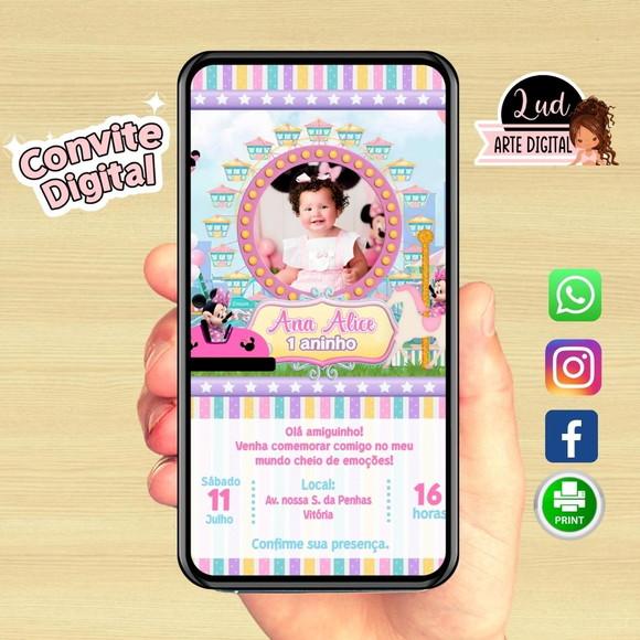 Convite digital com foto Parque da Minnie