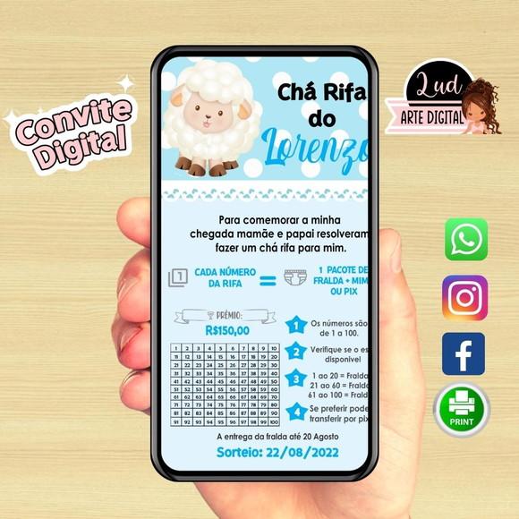 Convite Digital Chá Rifa Ovelhinha