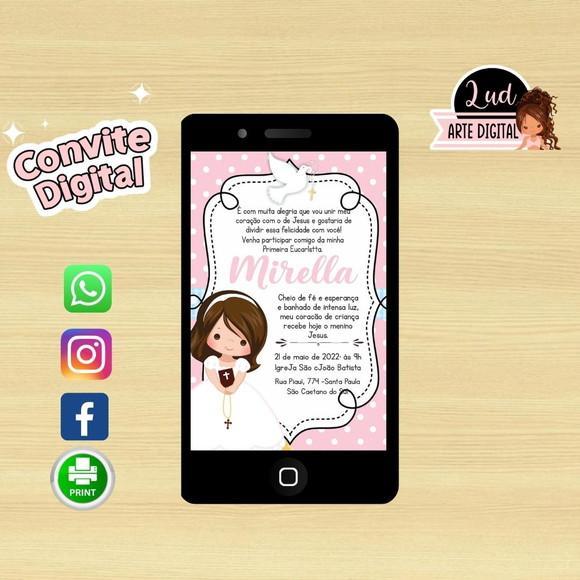 Convite Digital Primeira Eucaristia primeira comunhão