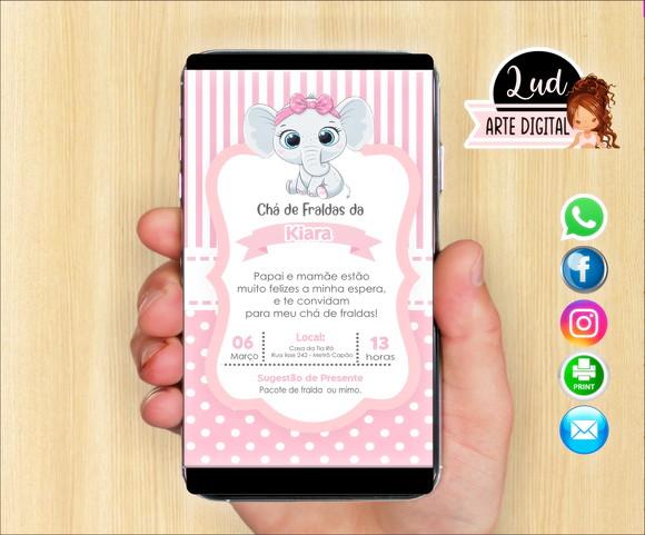 Convite Digital Chá de Fralda elefantinha