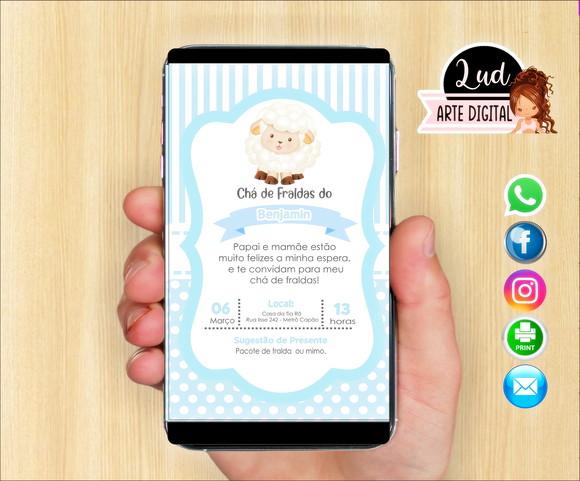 Convite Digital Chá de Fraldas ovelhinha