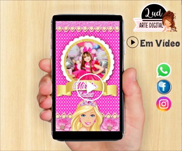 Convite Animado Vertical Barbie