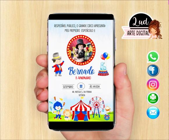 Convite Digital com foto Circo