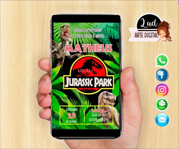 Convite Digital JURASSIC PARK dinossauro