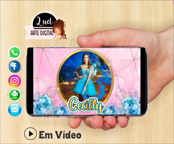 Convite Animado 15 anos Rosa e Azul