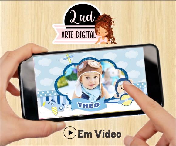 Convite Animado Ursinho aviador