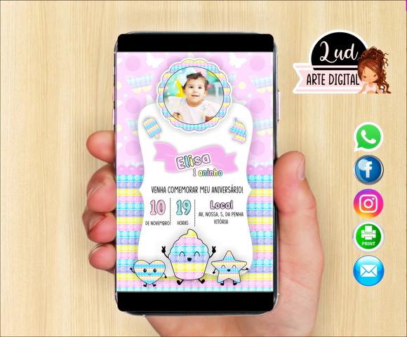 Convite Digital com foto Pop it