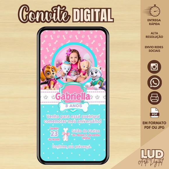 Convite Digital Com Foto Patrulha Canina Menina