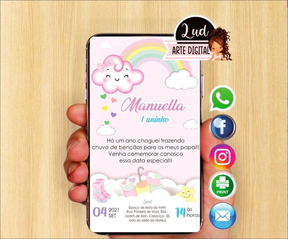 Convite digital nuvem menina