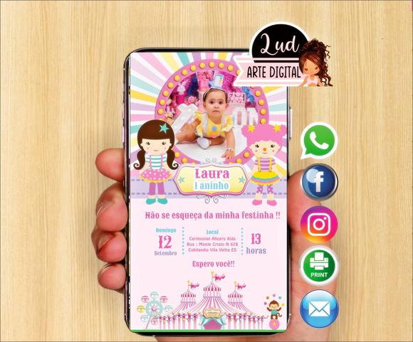 Convite Digital com foto Circo Rosa