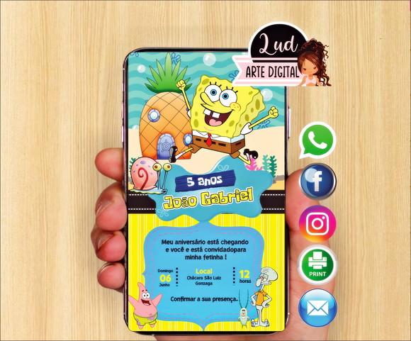 Convite Digital Bob Esponja