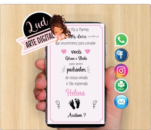 Convite Digital Padrinhos de Batismo menina