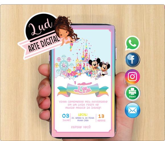 Convite Digital mundo disney menina