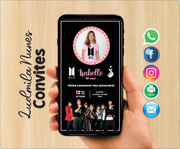 Convite Digital com foto Bts