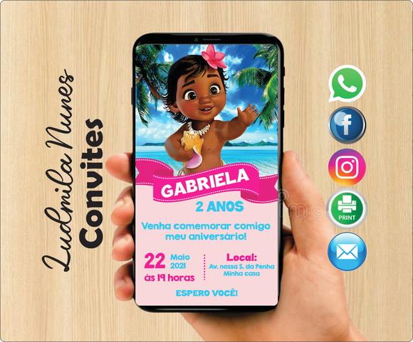 Convite Digital Moana Baby