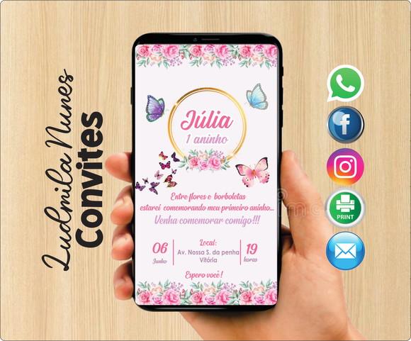 Convite Digital Jardim das borboletas