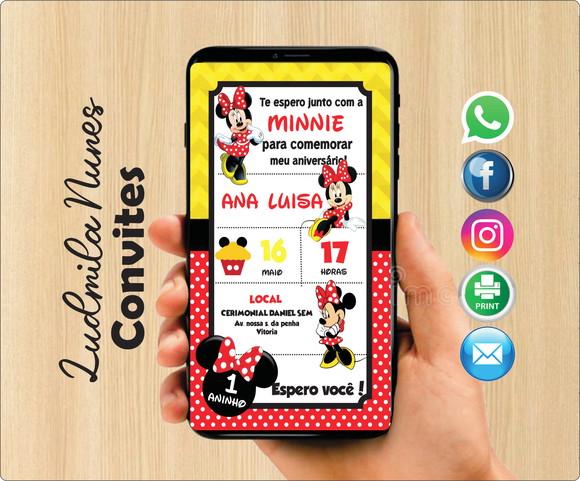 Convite Digital Minnie vermelha