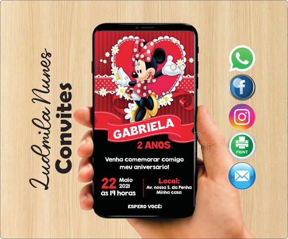 Convite Digital Minnie vermelha