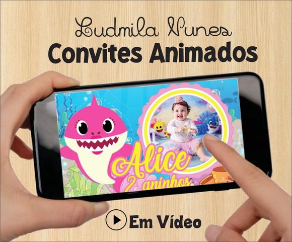 Convite Animado Baby Shark menina