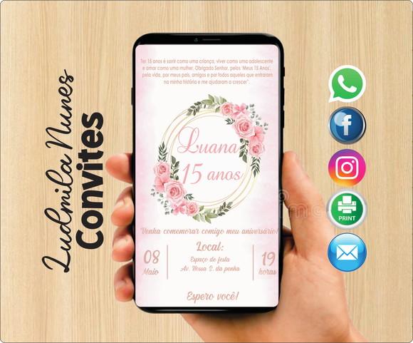 Convite Digital 15 anos Rose