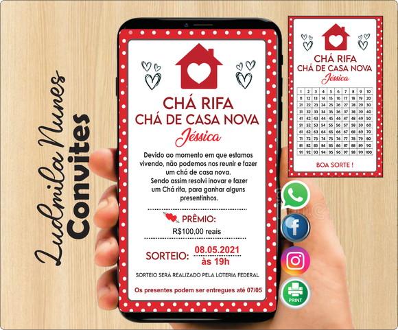 Convite Chá Rifa de Casa Nova /noivos/ Cozinha/panela