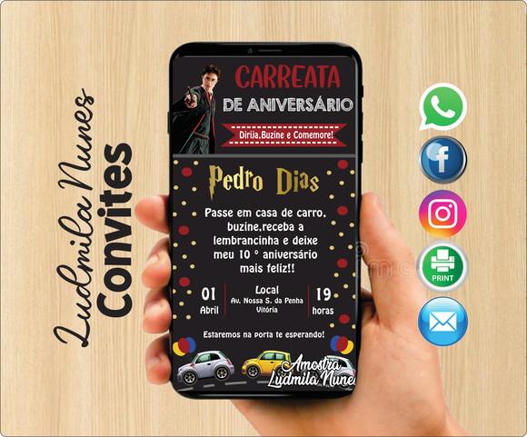 Convite digital carreata harry potter