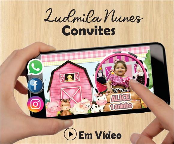 Convite Animado Fazendinha Aquarela Menina