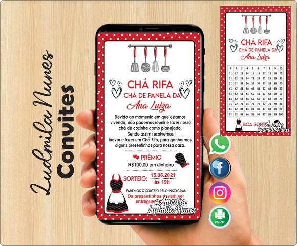 Convite Chá Rifa Chá de Panela