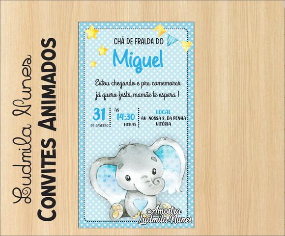 Convite Digital Chá de Fralda elefantinho