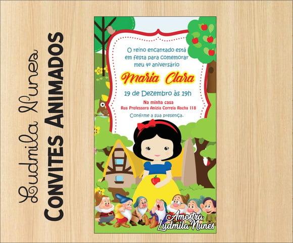 Convite Digital Branca De Neve Cute