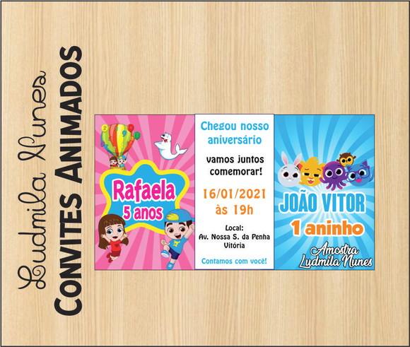 Convite Digital 2 temas - luccas neto rosa e bolofofos