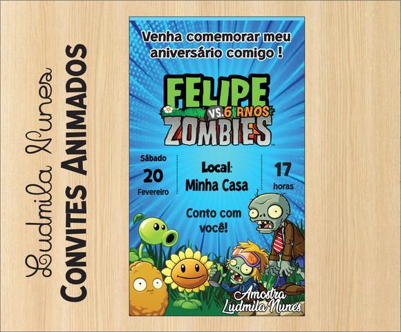 Convite Digital Plants Vs Zombies