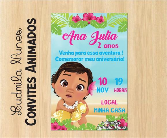 Convite Digital Moana Baby