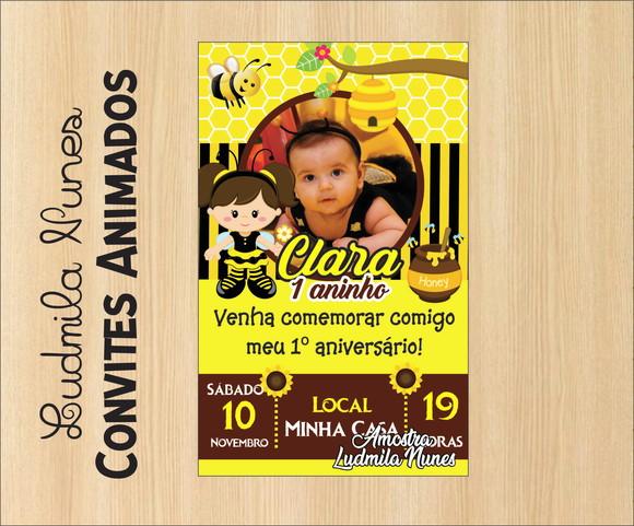 Convite Digital com Foto Abelhinhas