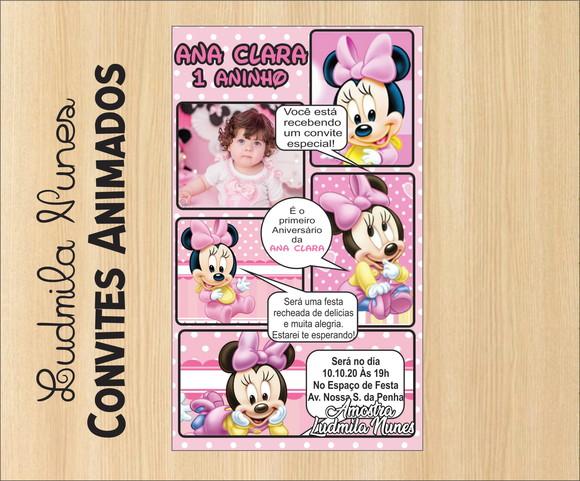 Convite Digital com foto Minnie Baby