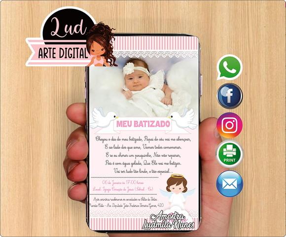 Convite Digital Batizado Menina
