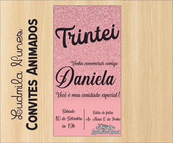 Convite Digital Rosa e preto