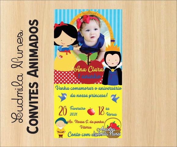 Convite Digital com foto Branca de neve cute