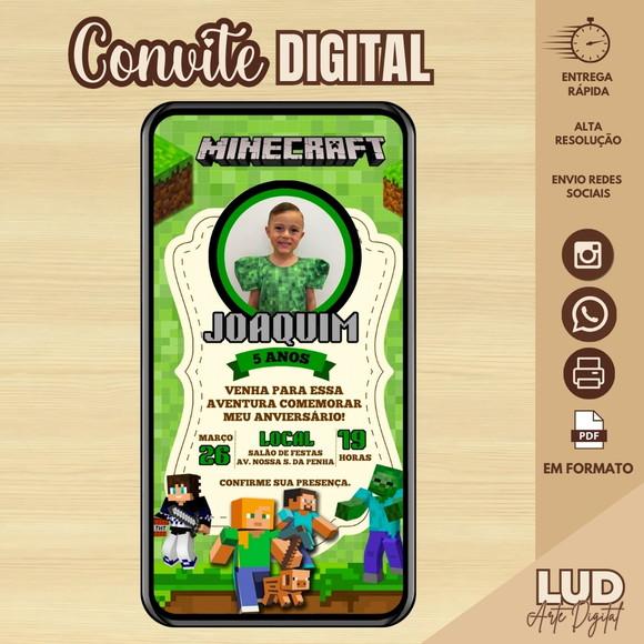 Convite Digital com Foto Minecraft 2