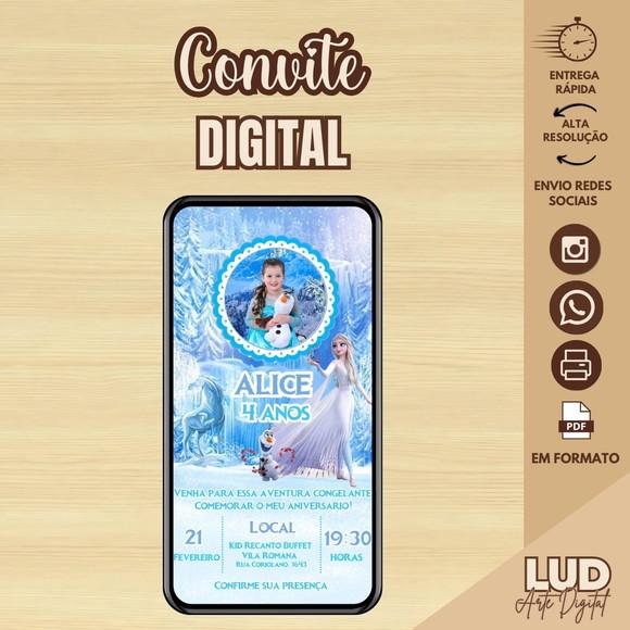 Convite Digital com Foto Frozen 2
