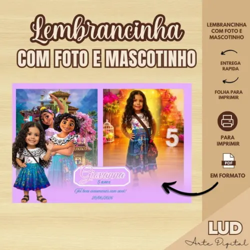 Lembrancinha Digital com Foto e Mascotinho - Personalizada