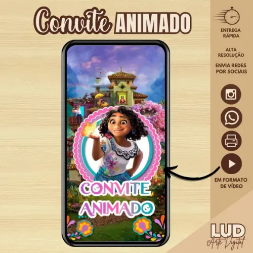 Convite Animado Encanto/ Mirabel