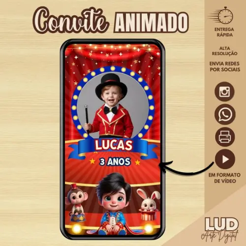 Convite Animado 3d Circo